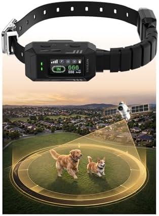 Wireless Dog Fence & GPS Dog Collar - Invisible Fence with Extenal Antenna, Shock Collar for Boundary Training, Stable Signal, Adjustable Range up to 9999ft, IPX7 Waterproof & Rechargeable, Keep Safe