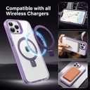 Magnetic Case for iPhone 14 Pro Max - [Built-in Invisible Stand] [Compatible with MagSafe] [Military Grade Drop Protection] Anti-Yellowing Hard Back Silicone Edge Cover, 6.7", Clear Purple