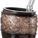 Creative Scents Dublin Brown Countertop Toothbrush Holders for Bathrooms - Decorative Tooth Brush Holder for Bathroom - Toothbrush Organizer for Regular or Electric Toothbrushes and Toothpaste