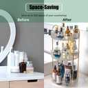 Zufudo Rotating Makeup Organizer Countertop 3 Tier Lazy Susan Trays Clear Skincare Perfume Storage for Bathroom Counter Vanity, Transparent