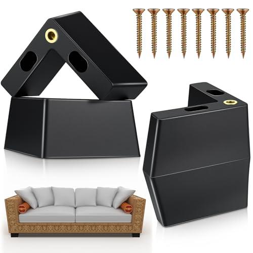 Leinuosen 4 Pcs 1.97 Inch Height Patio Furniture Riser l Shaped Outdoor Waterproof Plastic Sofa Legs Replacement Couch Feet with Screws for Outdoor Yard Sofa Couch Table Chairs Feet Support