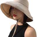 Wide Brim Bucket Hat - UPF50+ Protection Travel Beach Sun Hat with Semi-Rigid Adjustable Foldable Brim