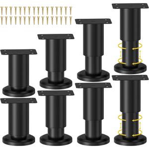Wlrrcwdttc 8 Pcs Metal Adjustable Furniture Legs 3.15-4.72 inch, Adjustable Cabinet Legs for Sofa/Bed/Chair/Couch/Dresser/Table,Heavy Duty Bed Replacement Support Legs for Bed Frame/Bed Center Slat