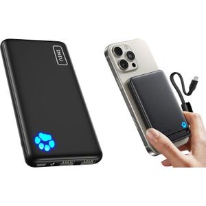 INIU 10000mAh 5V/3A Portable Charger and Qi2 Certified MagSafe Compatible Power Bank Combo