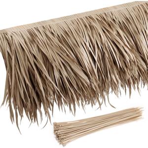 Sawysine Tiki Grass Mexican Thatch Palm Thatch Roll Duck Grass Blind Artificial Straw for Roof Tiki Bar Hut Umbrella Outdoor Decorations(1.6 x 6.6 ft,Grey) (Gray)