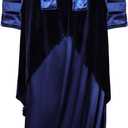 Titanic Rose Dress Costume Adult Women Rose Cosplay Costume Halloween Party Cosplay Rose Outfits (X-Large, Blue)