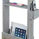 MyGift Narrow Side Table, Slim End Sofa Table in Vintage Gray Wood with Storage Shelf, Magazine and Remote Holder