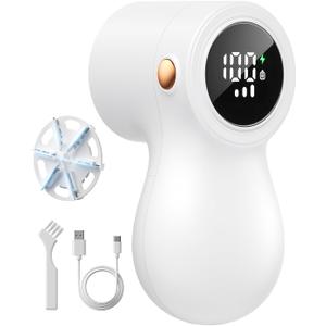 Fabric Shaver, coldSky Lint Remover for Clothes with 3 Replaceable Blades, Electric Lint Shaver with Digital Display, 3-Speeds Defuzzer for Removing Fuzz and Pill from Sweater (White)