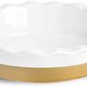 Hasense Ceramic Pie Pan, 9 Inch Quiche Pie Dish for Baking, Apple Pie, Tart, and Cake, Farmhouse White Round Baking Dish, Microwave & Oven Safe, Ideal Gift for Kitchen