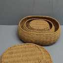 Set of 3 Scalloped Baskets with Lids 10/13/14 Inch Hand Woven Storage Wicker Baskets for Baby Shower Gifts Baby Diaper Caddy Organizer for Nursery Room(Paper Rope)