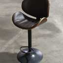 YaFiti Swivel Bar Stools for Kitchen Counter, Adjustable Bentwood Barstools, Modern PU Leather Upholstered Bar Stool with Back and Footrest, for Bar, Kitchen, Dining Room (Black 1PCS)