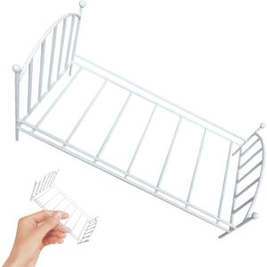 Dollhouse Bed Miniature Bed Doll House Bed Metal Single-Bed Miniature Vintage Bed Realistic Doll Bed 6.3x4.3x3.9 Inch 1 12 Scale Dollhouse Furniture for Photo Props White