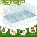 DoubleFill 4 Hole Folding Rabbit Transport Cage, 28 x 16 x 12 in Portable Rabbit Bunny Carrier with Tray and Handles for Travel Temporary Housing, Indoor Outdoor Pet Habitat Animal Enclosure
