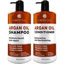 Moroccan Argan Oil Shampoo and Conditioner Set - Sulfate Free with No Parabens - Botanicals for Women and Men - Professional Moisturizing, Anti Frizz, Hydrating Solution for Dry, Wavy and Curly Hair