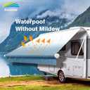 Suncode Reinforced RV Awning Fabric Replacement, Heavy-Duty Waterproof Vinyl Canopy with Tear-Resistant Top Edge, Universal Fit for Camper Trailer Motorhome,13'(Fabric 12'2") Blue Fade