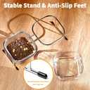 Hannadepot Elevated Cat Bowls, 15 Tilted Glass Raised Cat Food Bowl with Stainless Steel Stand, 2 Large Capacity Glass Cat Bowls and 4 Anti Slip Feet, Suitable for Cats and Little Dogs