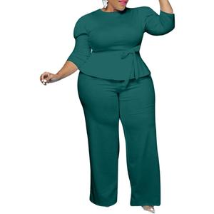 ThusFar Plus Size 2 Piece Outfits for Women Blazer Top Long Sleeve Long Pants Sets Casual Elegant Business Suit with Belt
 3XL
