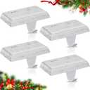 Zhengmy 4 Pcs Christmas Stocking Holders for Mantle Weighted Stocking Holder Fireplace Hangers for Xmas Holiday Party Decoration (White)