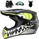 Motocross Offroad Helmet Dirt Bike Street Helmet Motorcycle Helmets ATV BMX MX Helmet with Gloves Goggles Mask for Unisex Youth Kids DOT / FMVSS 218 Approved (Medium, Black)