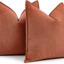 MIULEE Pack of 2 Burnt Orange Decorative Pillow Covers 26x26 Inch Soft Chenille Luxurious Couch Throw Pillows Boho Cushion Covers Euro Shams with Elegant Design for Sofa Bed Living Room Home Decor