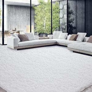 HOMBYS Shaggy Area Rug 12x15 Feet, Ultra Fuzzy Large Plush Faux Fur Carpet for Living Room Bedroom, Non-Skid Fuzzy Rug for Kids Playroom Home Decor (White)