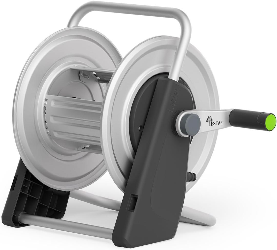 Metal Garden Hose Reel Cart,Hose Holder Up to 50-80 Feet of 5/8" Hose,Wall Mounted Water Hose Reel,Portable Hose Reels for Outside Car Washing, Watering