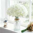 65Pcs White Hydrangea Artificial Flowers BulkRealistic Silk Fake Flowers with StemsFaux Hydrangea Flowers for Wedding Home Decor Centerpieces Living Room Garden Party Baby Shower Decoration
