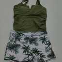 Girls Swimsuit V-Neck Cutout Tankini Tropical Print 15-16Y 