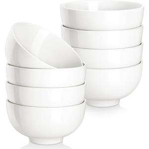 MALACASA Small White Bowls Set of 8, 10 Oz Ice Cream Bowls - Little Ceramic Bowls for Bouillon,Side Dishes, Dessert, Oatmeal, Fruit, Portion Control - Dishwasher & Microwave Safe.