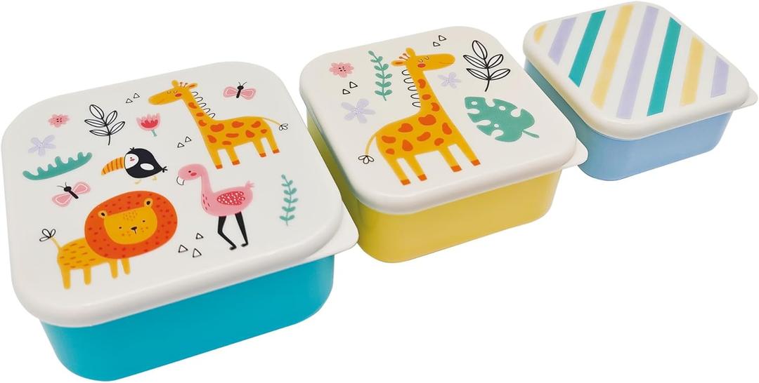 Jacent Safari Snack Boxes: 3 Count Pack with 3 Sizes, Craft/Snack Containers, Easy Open, Leak Proof Small Food Containers with Lids, Nesting Boxes For Sandwiches, Snacks