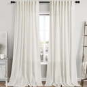 Nanspring Extra Long 108 Inch Curtains Linen for Living Room Black Simple Modern Privacy Curtains Back Tab Rod Pocket Long Semi Sheer Curtain Drapes for Bedroom 9Ft 60x108, Natural
