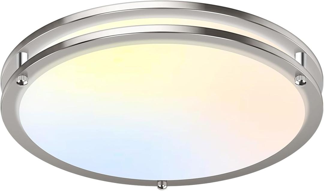 GoBright 18 Inch 50W LED Flush Mount Ceiling Light, Dimmable, 2700K-6500K Adjustable, 5600 Lumens, Brushed Nickel, 1-Pack
