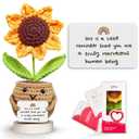 Gossby Positive Sunflower Crochet - Mother's Day, Thank You Gift for Women - Basket Stuffers - Graduation, Nurse Week 2026 - Appreciation, Christmas, Birthday Gift for Mom, Teacher, Coworker, Friend (Yellow)