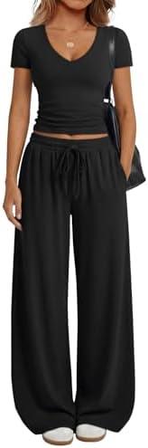 Trendy Queen 2 Piece Lounge Sets for Women Summer Outfits 2026 Fashion Two Piece Loungewear Spring Outfits Clothes, Size L