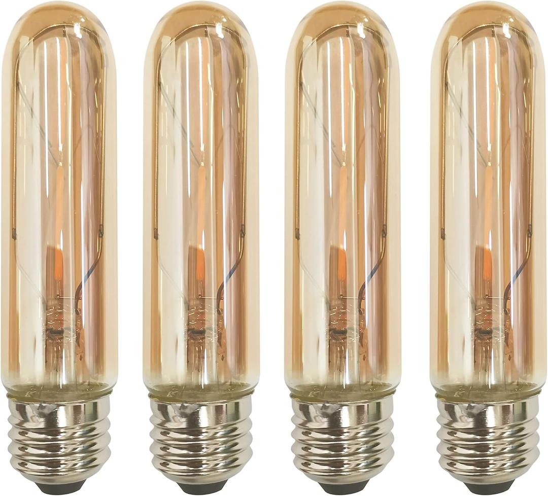 CTKcom T10 E26 Amber LED Light Bulb,Smooth Dimmable T10 Tubular Edison Light Bulbs,2 Watt 120V 2200K Warm White 140 lumens Vintage Edison Light Bulbs 25 Watt Equivalent,4 Pack