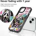 Compatible for iPhone 15 Case Cute Aesthetic - Durable Shockproof 6.6 ft Drop Impact Phone Case Cover with Funny Fashion Skeleton Halloween Horror 6.1" Black