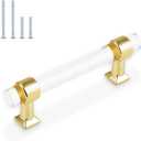 30 Pack Orger Acrylic Cabinet Pulls Modern Gold Drawer Pulls Kitchen Cabinet Door Handles 3-1/2 Inch Cabinet Handles for Bedroom and Bathroom Cabinets