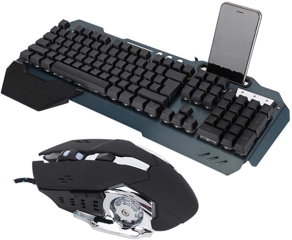 USB Wired Keyboard Mouse Set, Multi-Functional Backlight Mechanical Ergonomic Gaming Keyboard & Adjustment DPI Optical Mouse Comb for Desktop, Computer, PC