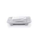 TheWolfard Luxury Handmade Cloudy White Marble Soap Dish Holder with Drain for Bathroom and Shower, Best Bath Products & Sponge Tray for Kitchen & Housewarming Gifts., Cloudy White, 4x5x0.75, (SD2021)