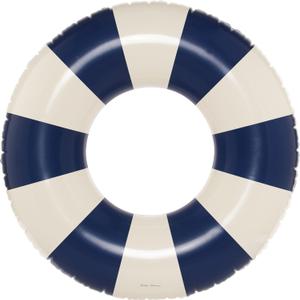 Petites Pommes Tire Inner Tube for Adults - Durable Swim Ring, Handprinted Classic Striped Design Round Pool Floats, Soft Comfort Seaming, Packable Floats for Travel, Dark Blue, 47 inch
