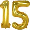 Tellpet Gold Number 15 Balloon, 40 Inch, Pack 2