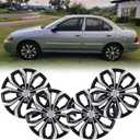 14 Inch Universal Hubcaps Wheel Covers Replacement for Cars, Silver & Black Color R14 Hub Caps Universal Wheel Rim Cover Snap On Car Truck SUV - Set of 4