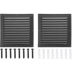 PATIKIL 10"x10" Aluminum Gable Vent, 2Pcs Exterior Wall Outlet Vent Square Soffit Vents HVAC Louver Air Grille with Built-in Screen for House Attic Garage Ceiling, Black