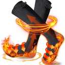 Heated Socks for Men Women - Washable, Rechargeable Cold Weather Heated Ski Socks for Fishing Skiing Hunting Hiking Skating, Christmas (Black & Gray)