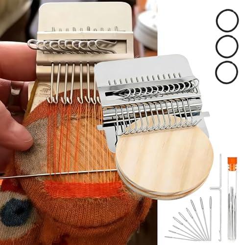 Patchmaker 2.0 Kit, Mini Loom for Beginners, Portable Patch Darning Kit, Patchwork Weaving Tool Set for Quickly Sewing Repair, Sewing (14 Hooks)