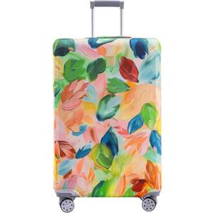 TRAVEL KIN Luggage Covers For Suitcase Tsa Approved,Suitcase Cover Protector Fit 22-25 Inch Luggage (M(22-25inch suitcase), Coloured Leaves)
