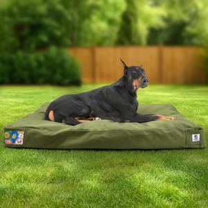Sytopia 42 Inch Waterproof Indestructible Canvas Outdoor Dog Bed for Extra Large Dogs, Chew Proof Dog Crate Bed with Washable Removable Cover, Indoor Outdoor Patio Pet Pad, Green