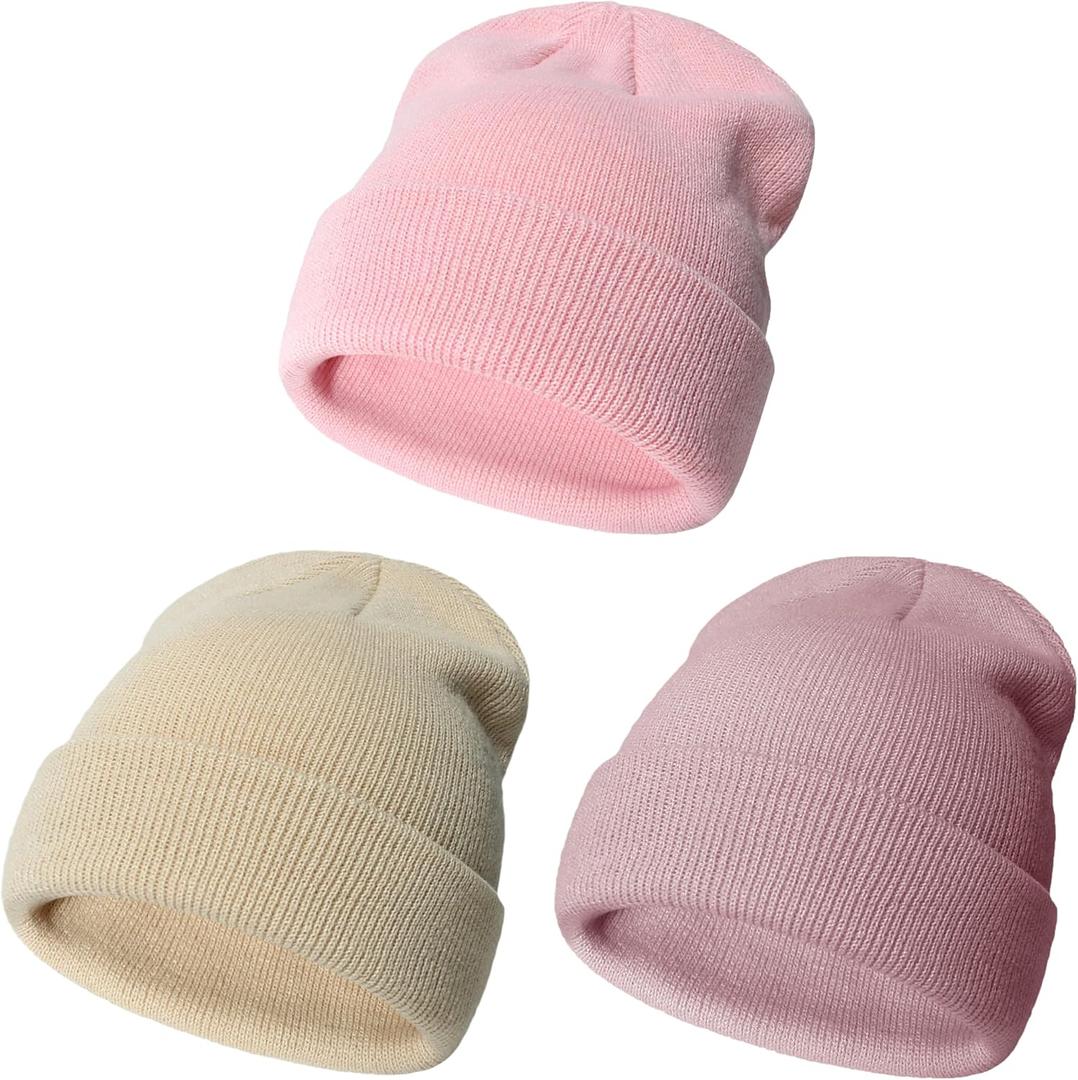 YMYDYFC Baby Beanie 3Pack Toddler Beanie Infant Knit Hat Baby Winter Hats for Boy Girl Winter Clothes Warm Knit Cap 0-6Years (M)