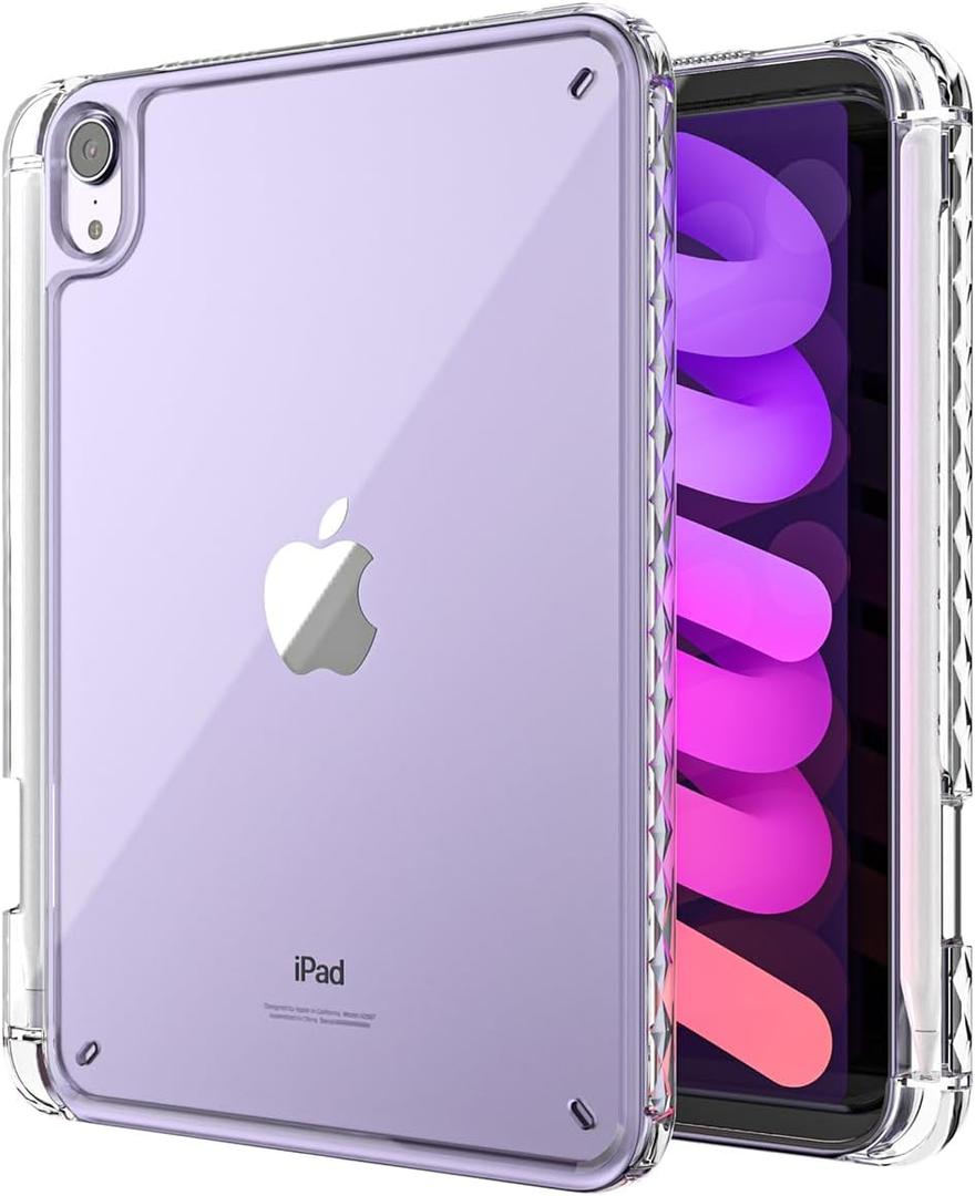 for iPad mini 7 A17 Pro Case, iPad mini 7th/6th Generation Case (2024/2021), Slim and Light, Shock and Drop Protection, Yellowing Resistant, Hard Back, Supports Pencil Pro & Pencil(USB-C), Clear