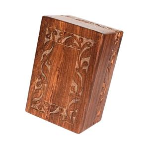 AA Global Woods and Handicrafts Handmade Wooden Pet Urn Box with Carved Design Polished Finish Memorial Box for Dog or Cat Ashes (Small)